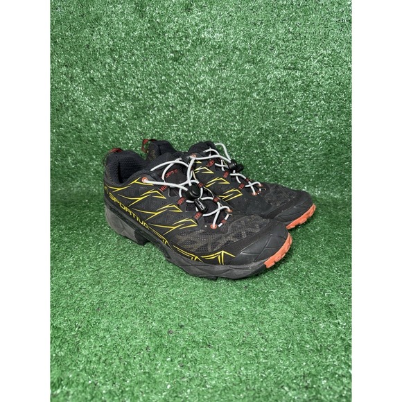 La Sportiva Akyra Shoes Mens Size 9.5 Black Yellow Trail Running Sneaker FriXion - Picture 2 of 12